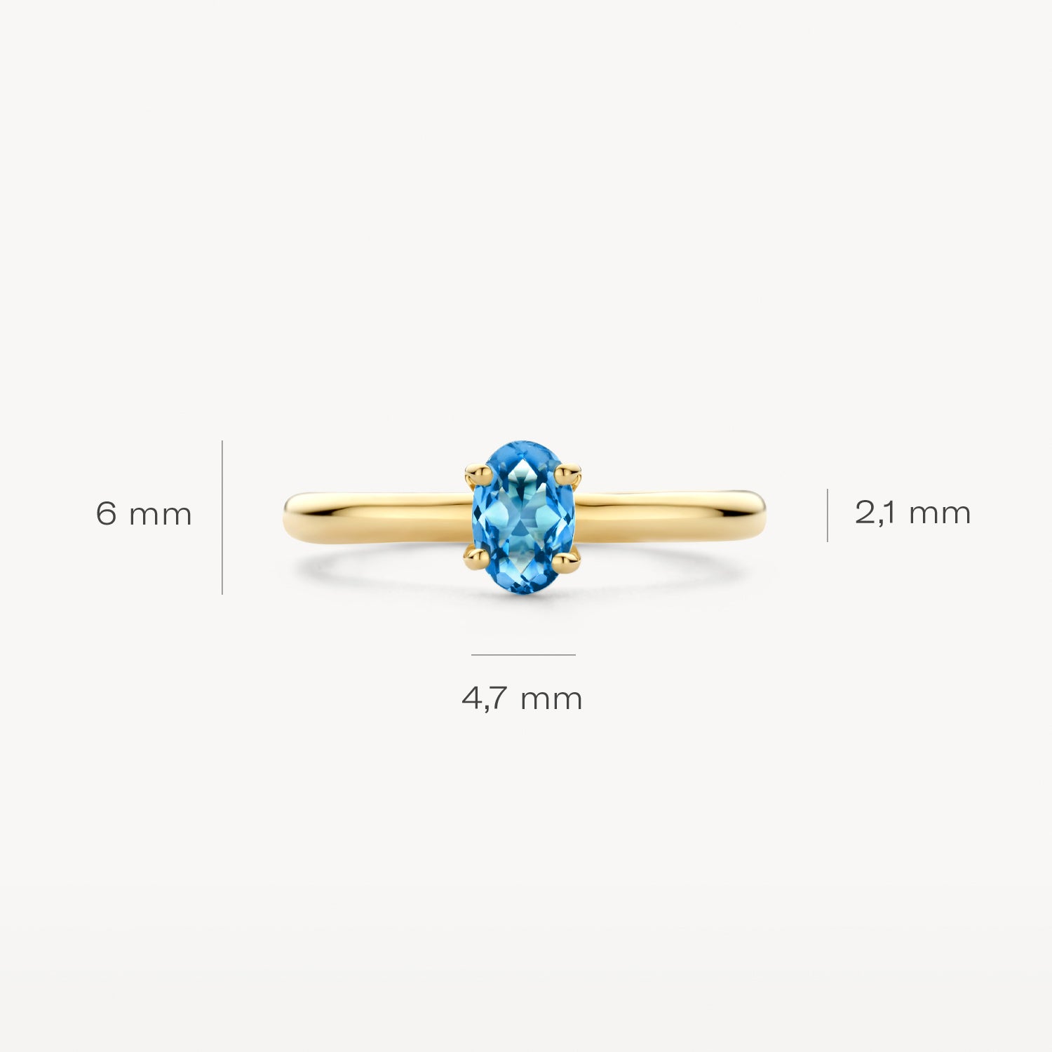 Bague 1242YLB - 14k or jaune avec topaze bleu