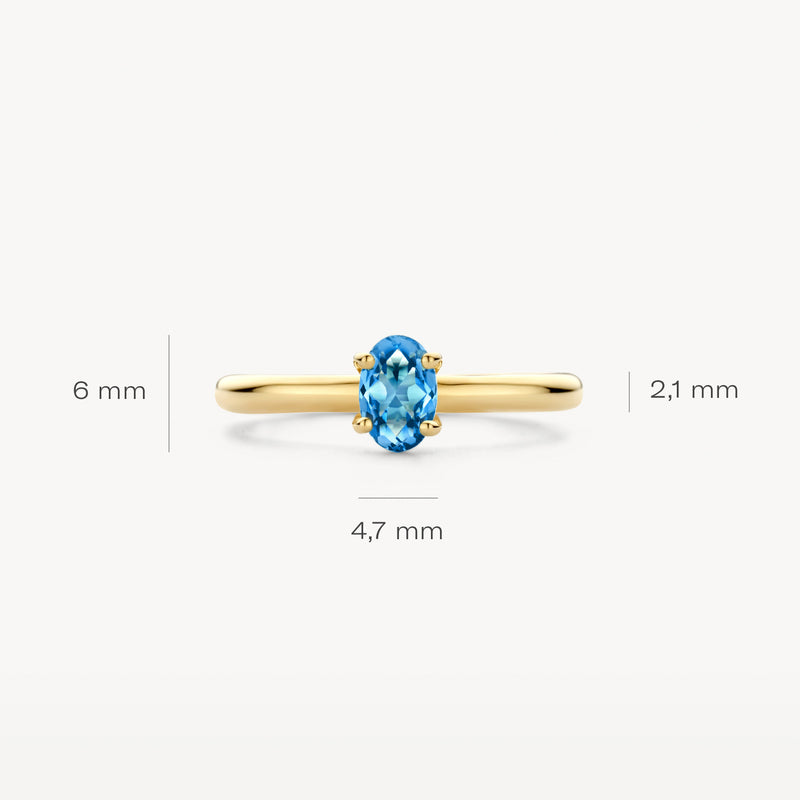 Bague 1242YLB - 14k or jaune avec topaze bleu