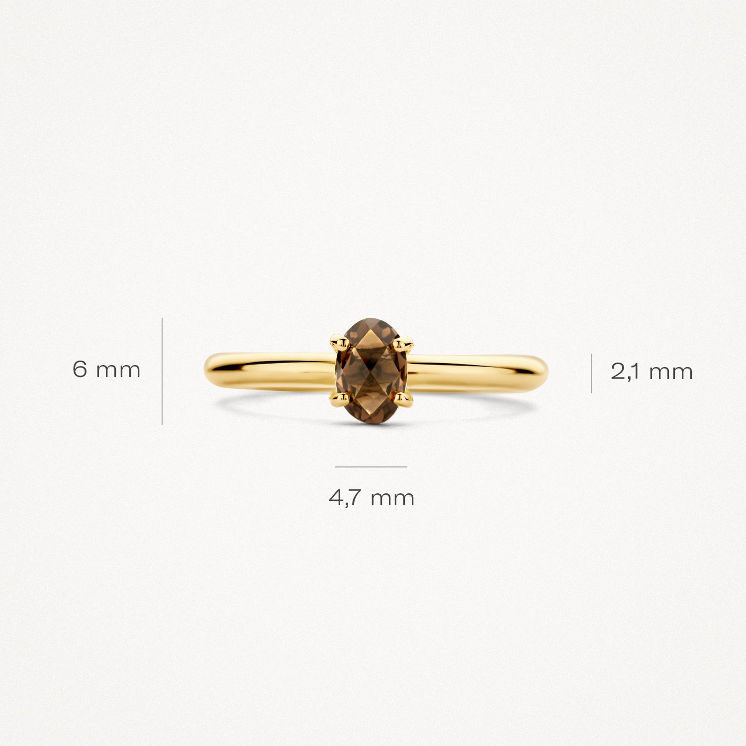 Ring 1242YSQ - 14k Yellow gold with Smokey quartz
