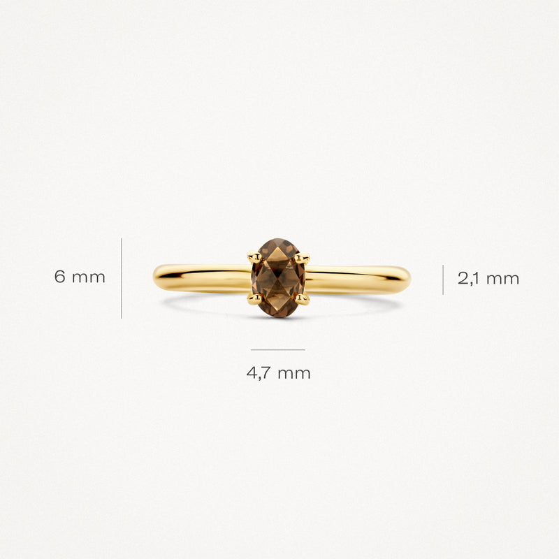 Ring 1242YSQ - 14k Yellow gold with Smokey quartz
