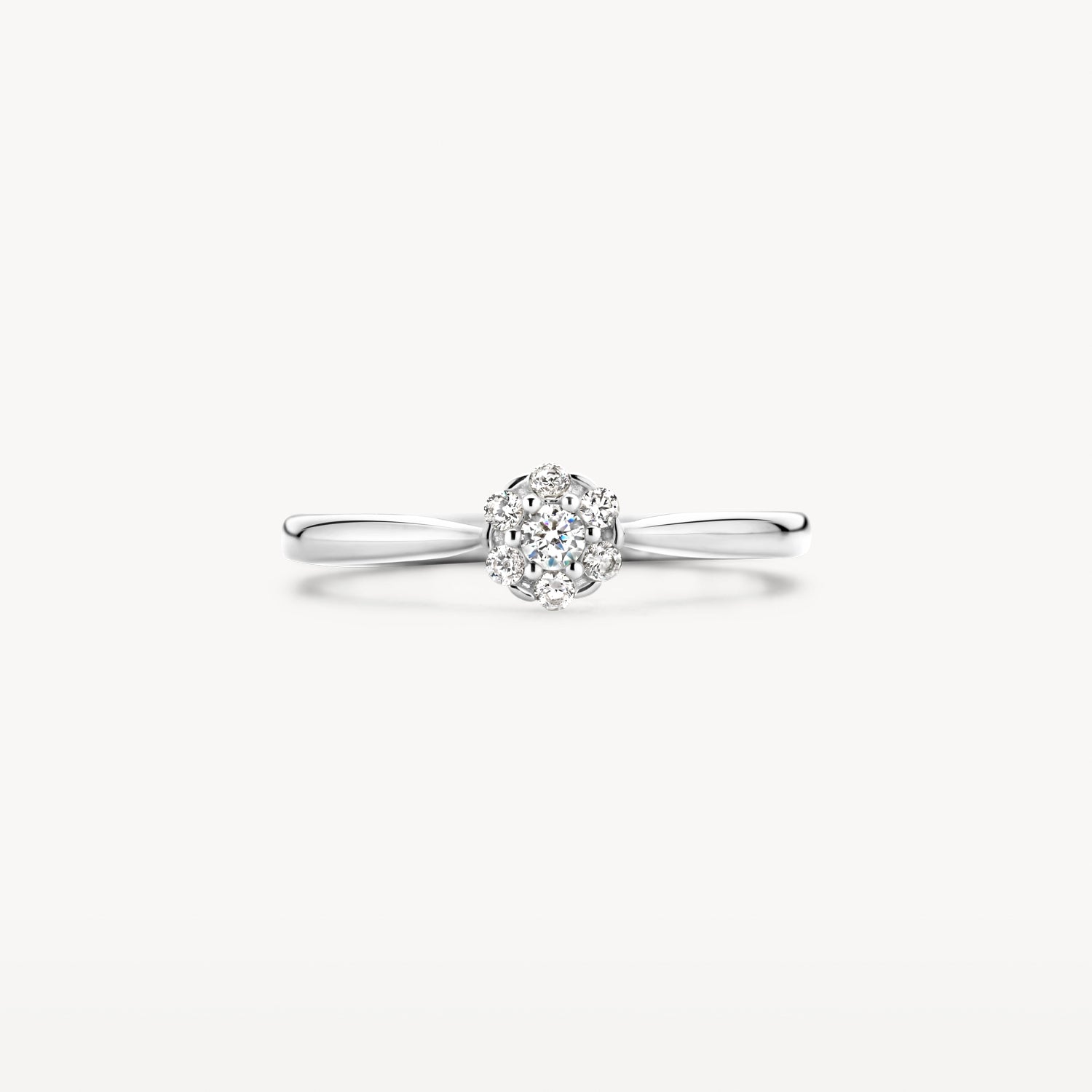 Ring met pavé gezette zirkonia's 14k Wit goud