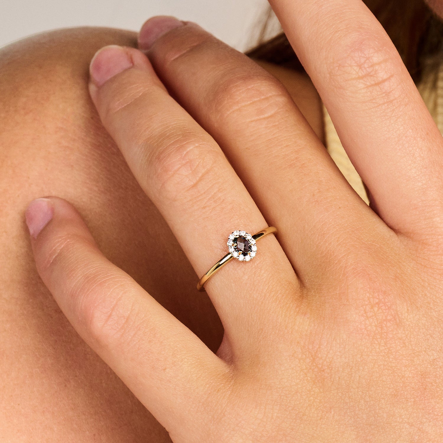 Ring met rookkwarts en zirkonia 14k goud