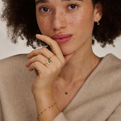 Bague 1266YGA - Or 14k avec agate verte