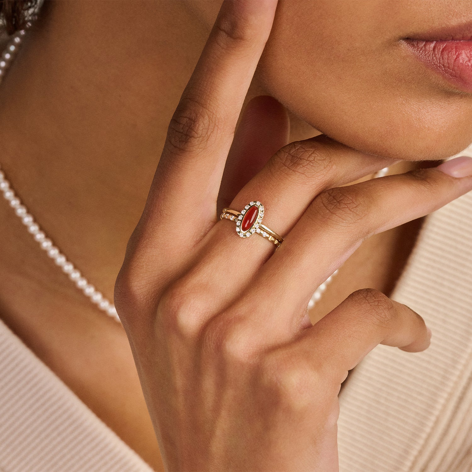 Ring 1266YRA - 585er Gold mit Roter Achat