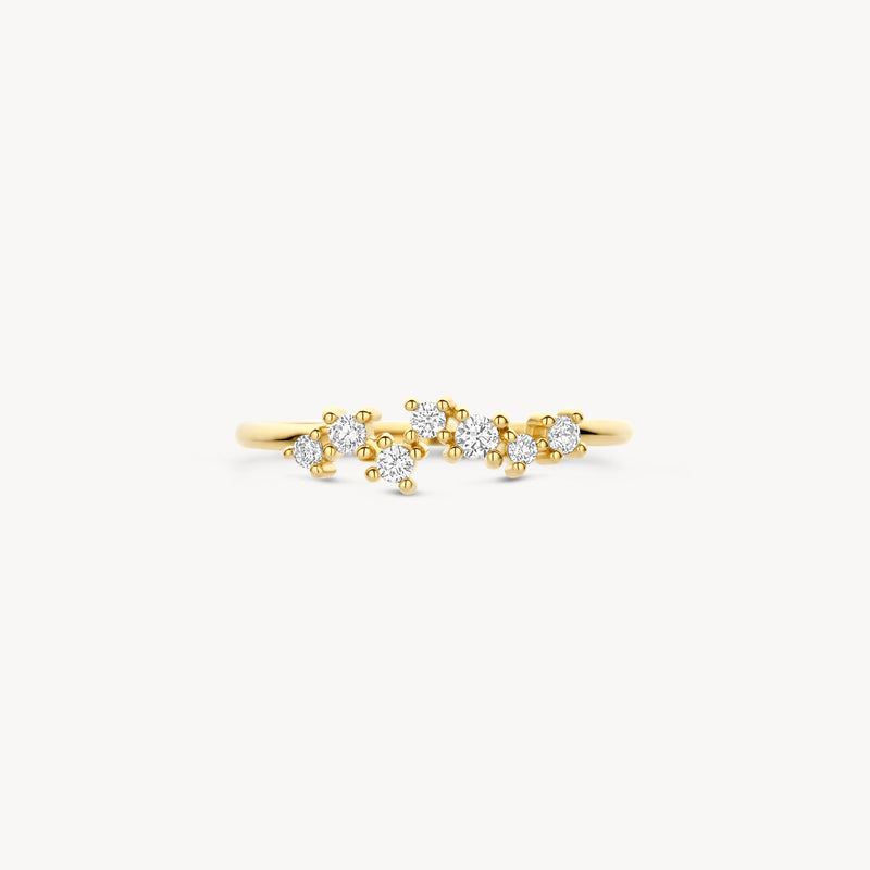 liggende gouden ring met diverse zirkonia's
