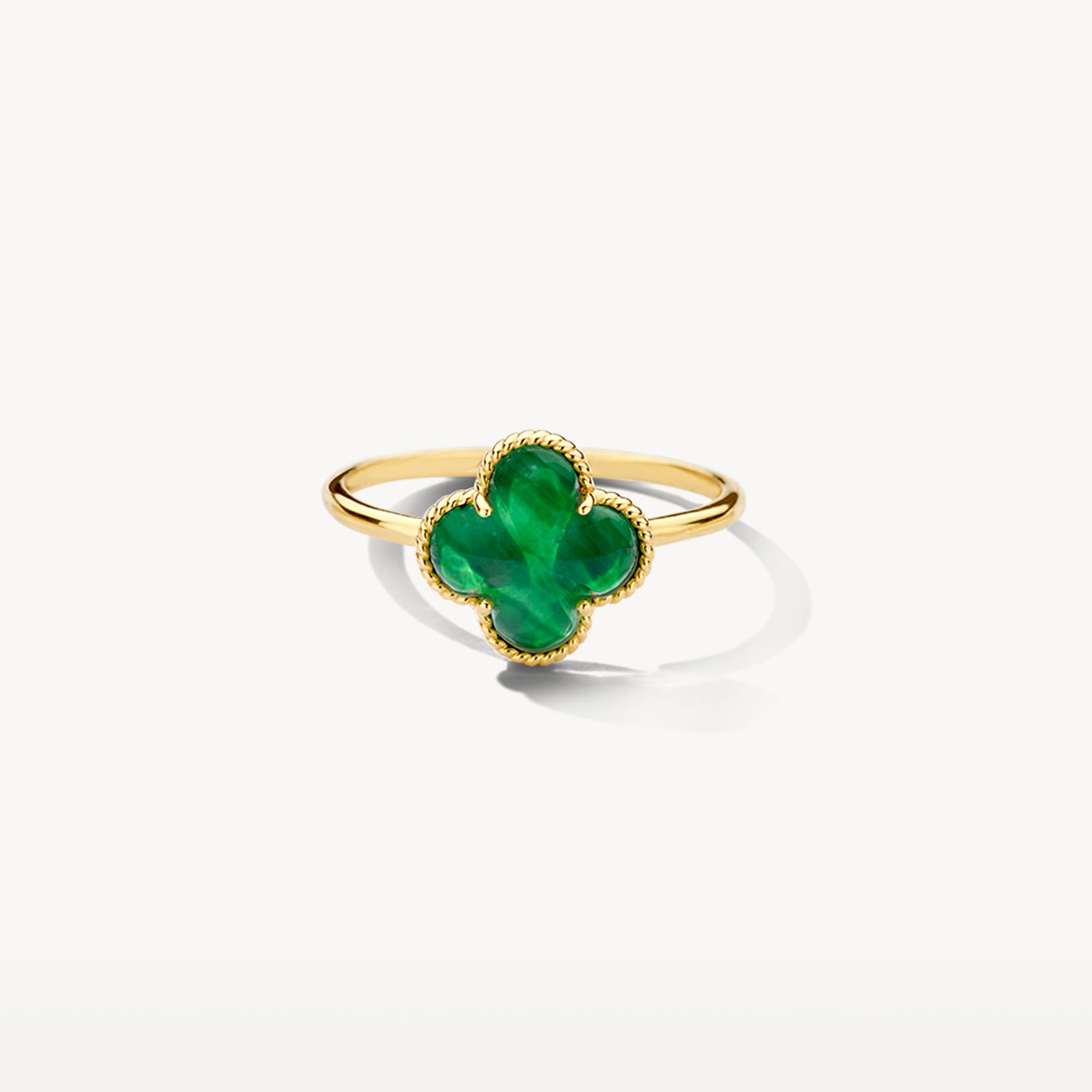 Ring 1269YMA - 14k gold with Malachite and Rock crystal