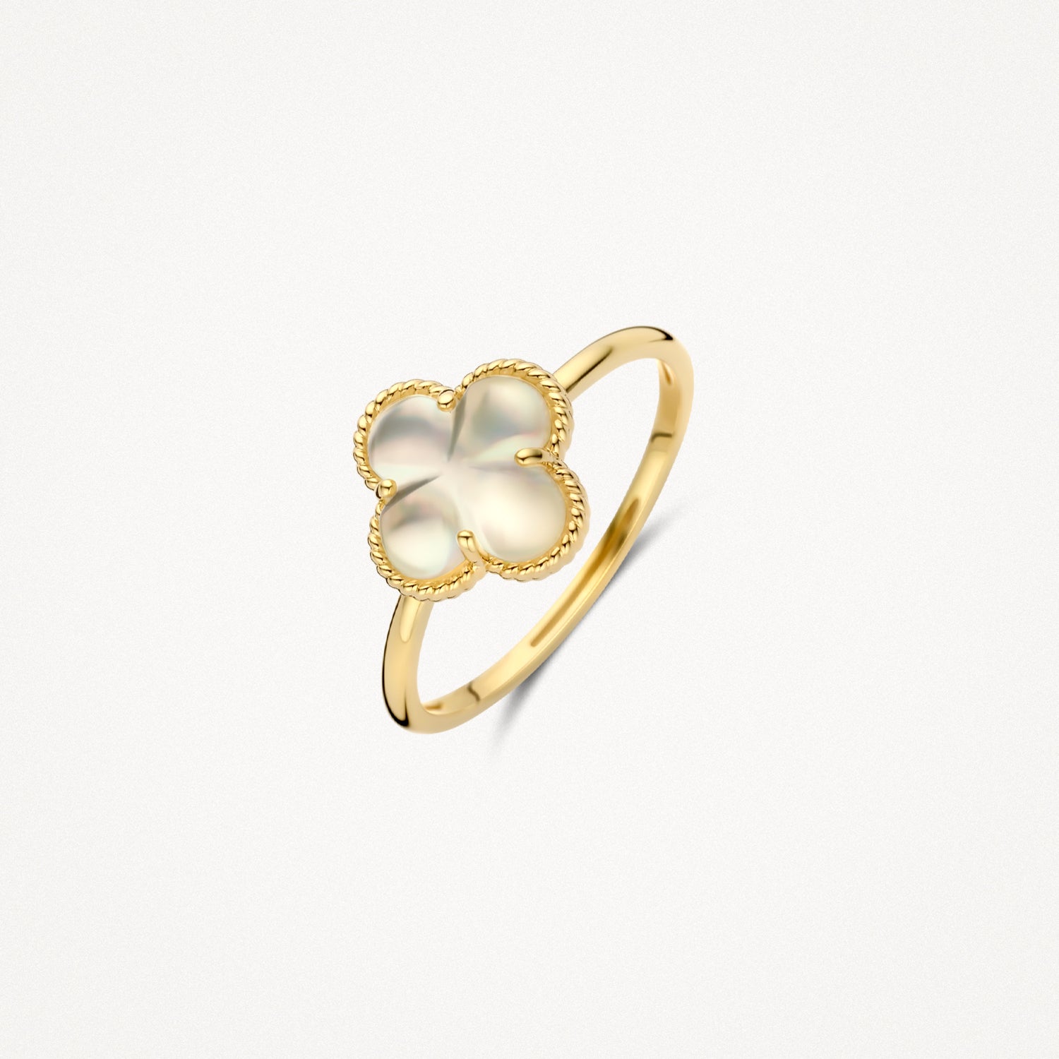 Ring 1269YMQ - 14k gold with Mother-of-pearl and Rock crystal