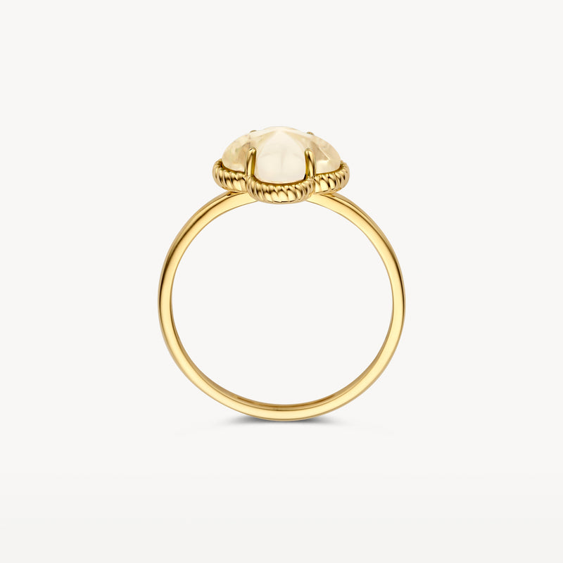 Ring 1269YMQ - 585er Gold mit Perlmutt Und Bergkristall