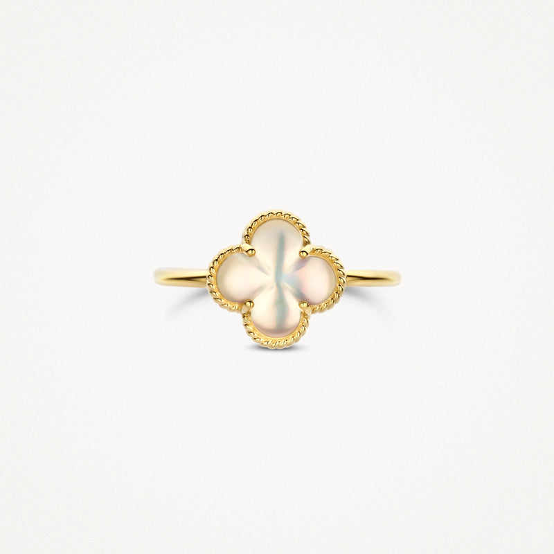 Ring 1269YMQ - 585er Gold mit Perlmutt Und Bergkristall