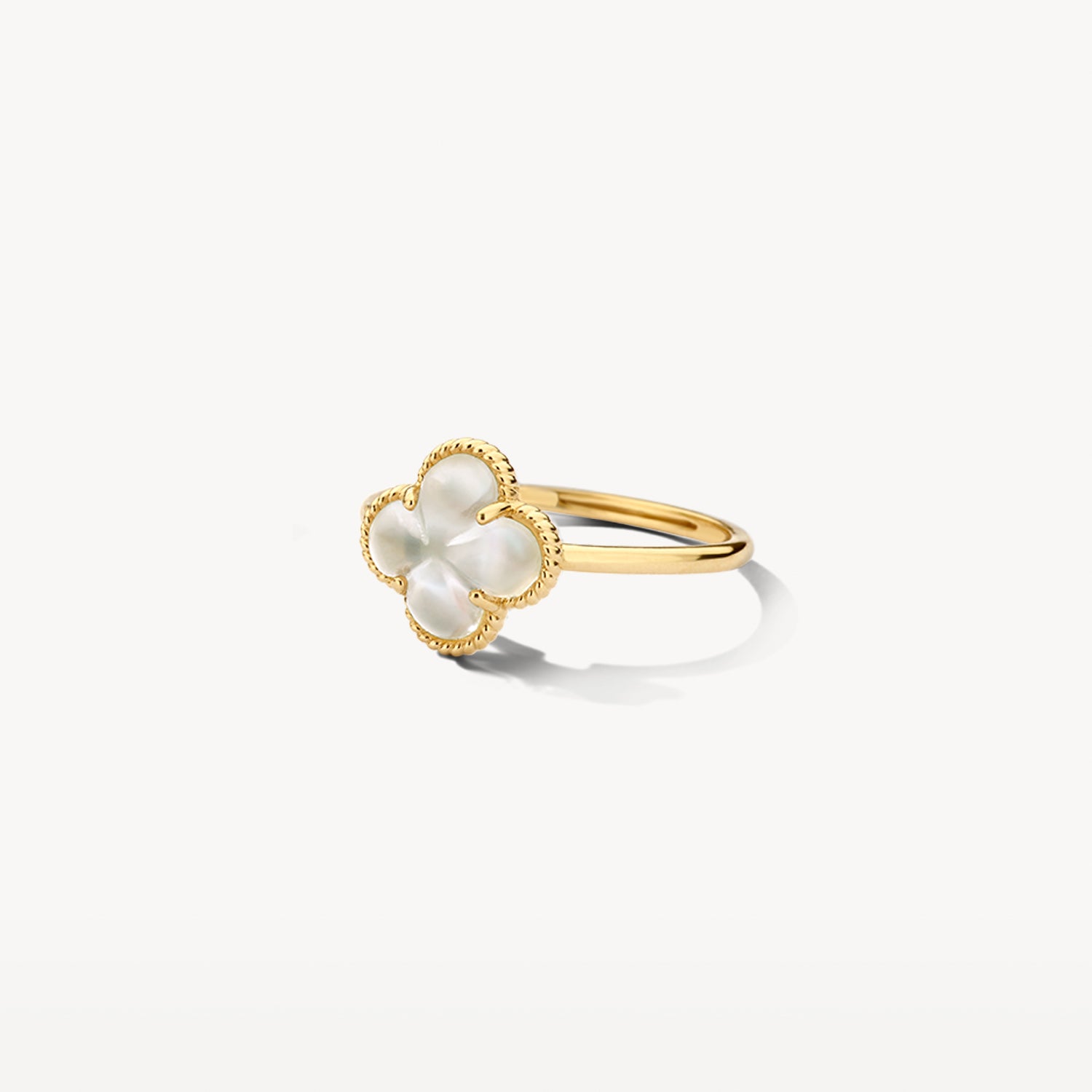 Ring 1269YMQ - 585er Gold mit Perlmutt Und Bergkristall