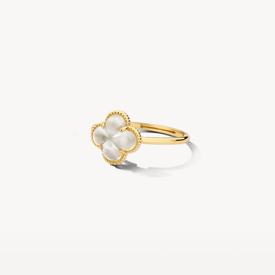 Bague 1269YMQ - Or 14 carats avec Nacre et Cristal de roche