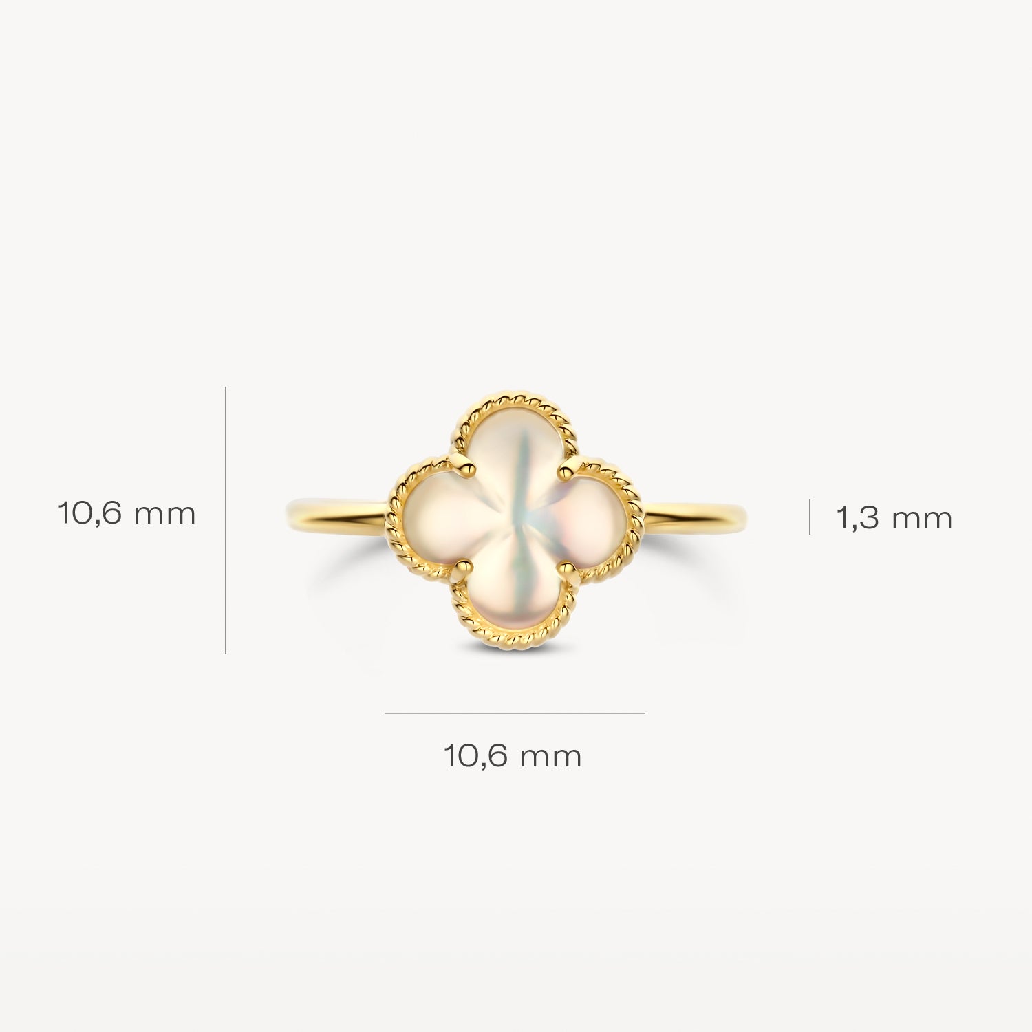 Ring 1269YMQ - 585er Gold mit Perlmutt Und Bergkristall