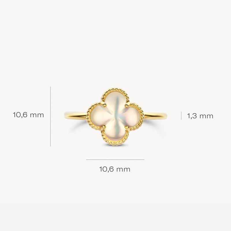 Ring 1269YMQ - 585er Gold mit Perlmutt Und Bergkristall