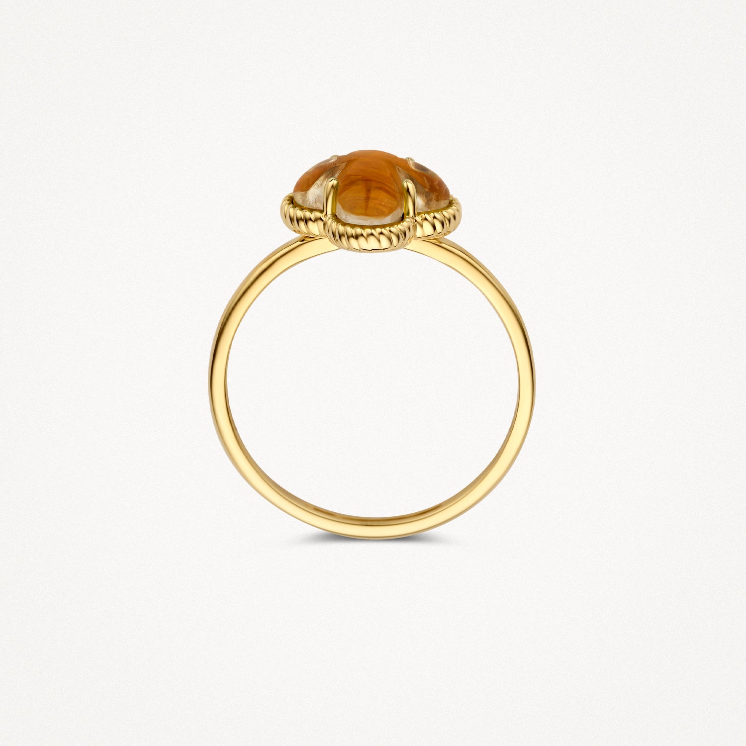 Bague 1269YTQ - Or 14 carats avec Œil de tigre et Cristal de roche