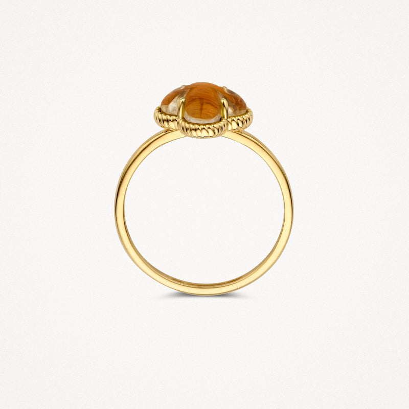 Bague 1269YTQ - Or 14 carats avec Œil de tigre et Cristal de roche