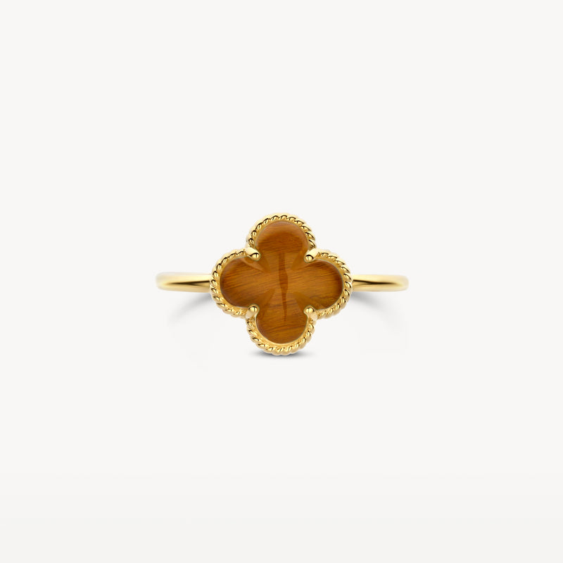 Bague 1269YTQ - Or 14 carats avec Œil de tigre et Cristal de roche