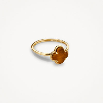 Ring 1269YTQ - 14k Gold with Tiger's Eye and Rock crystal