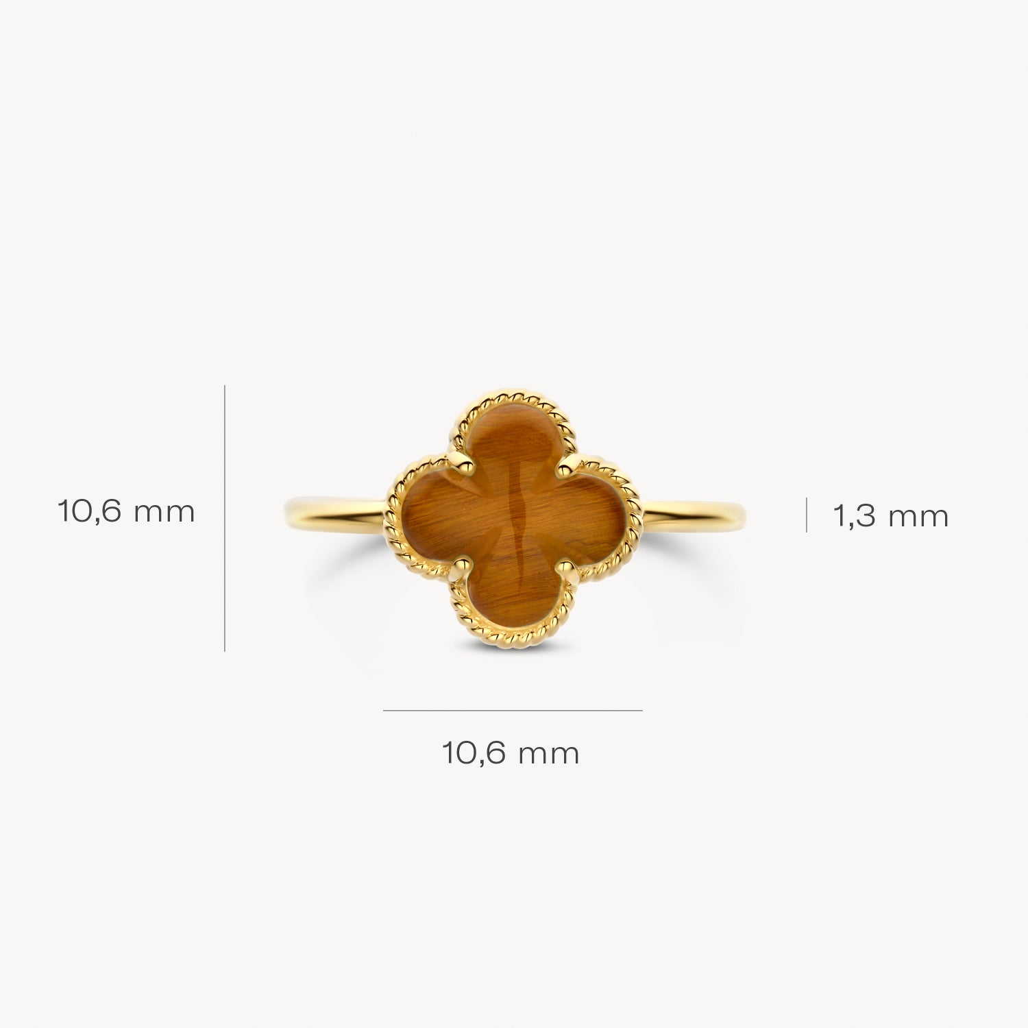 Bague 1269YTQ - Or 14 carats avec Œil de tigre et Cristal de roche
