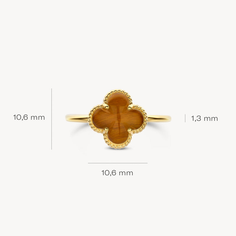 Bague 1269YTQ - Or 14 carats avec Œil de tigre et Cristal de roche