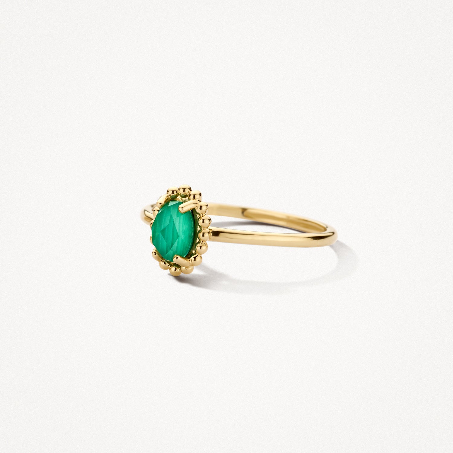 Ring 1272YMA - 14k Goud met malachiet en bergkristal