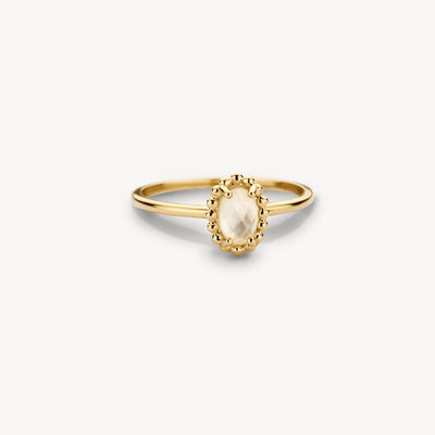 Bague 1272YMQ - Or 14 carats avec Nacre et Cristal de roche