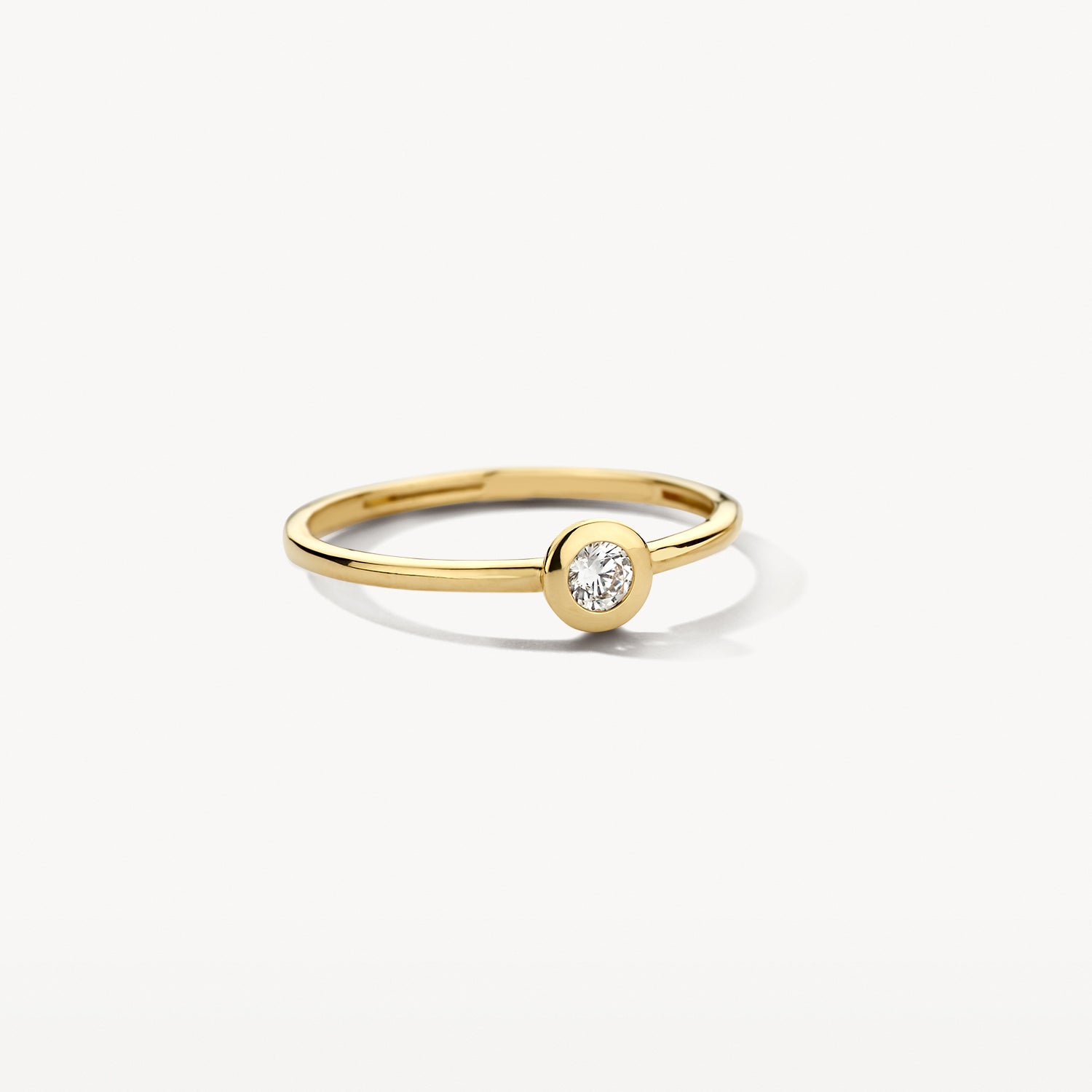 Ring met Zirkonia in gladomzetting 14k goud