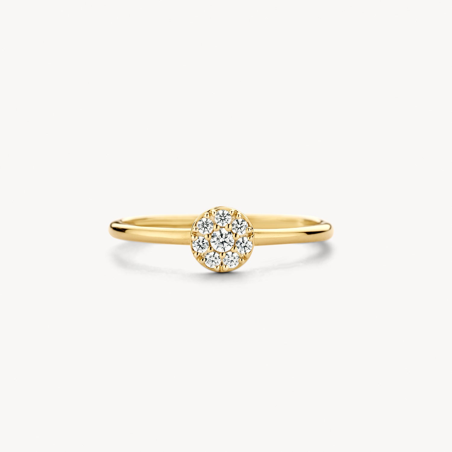 Ring met cirkel bezet met zirkonia 14k goud