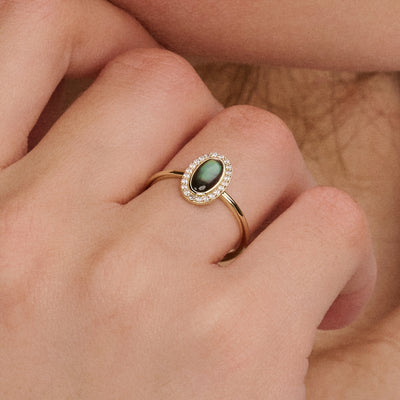 Bague 1279YBQ - Or 14k avec Nacre noire et Zircone