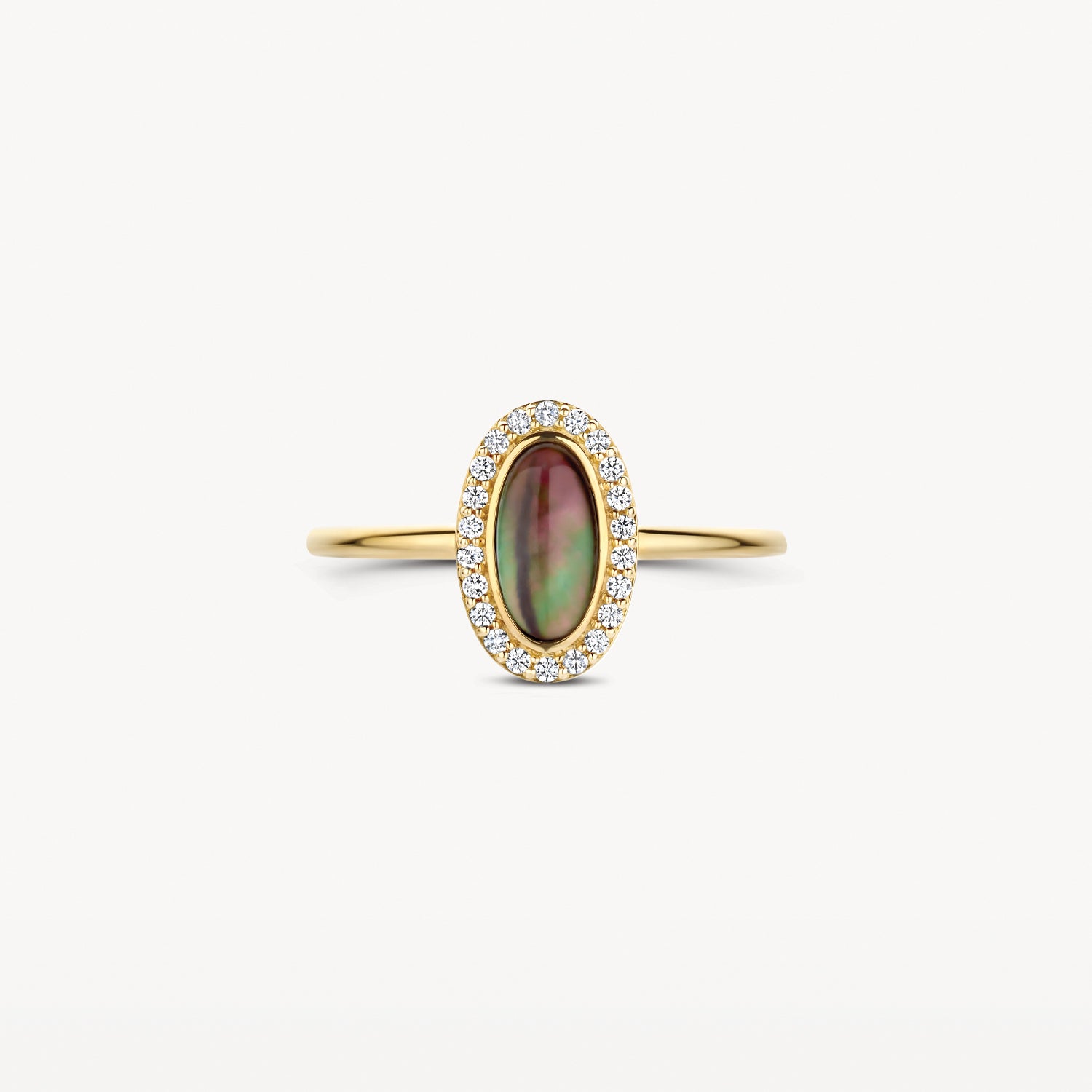 Ring 1279YBQ - 14k Gold with Black Pearl and Zirconia
