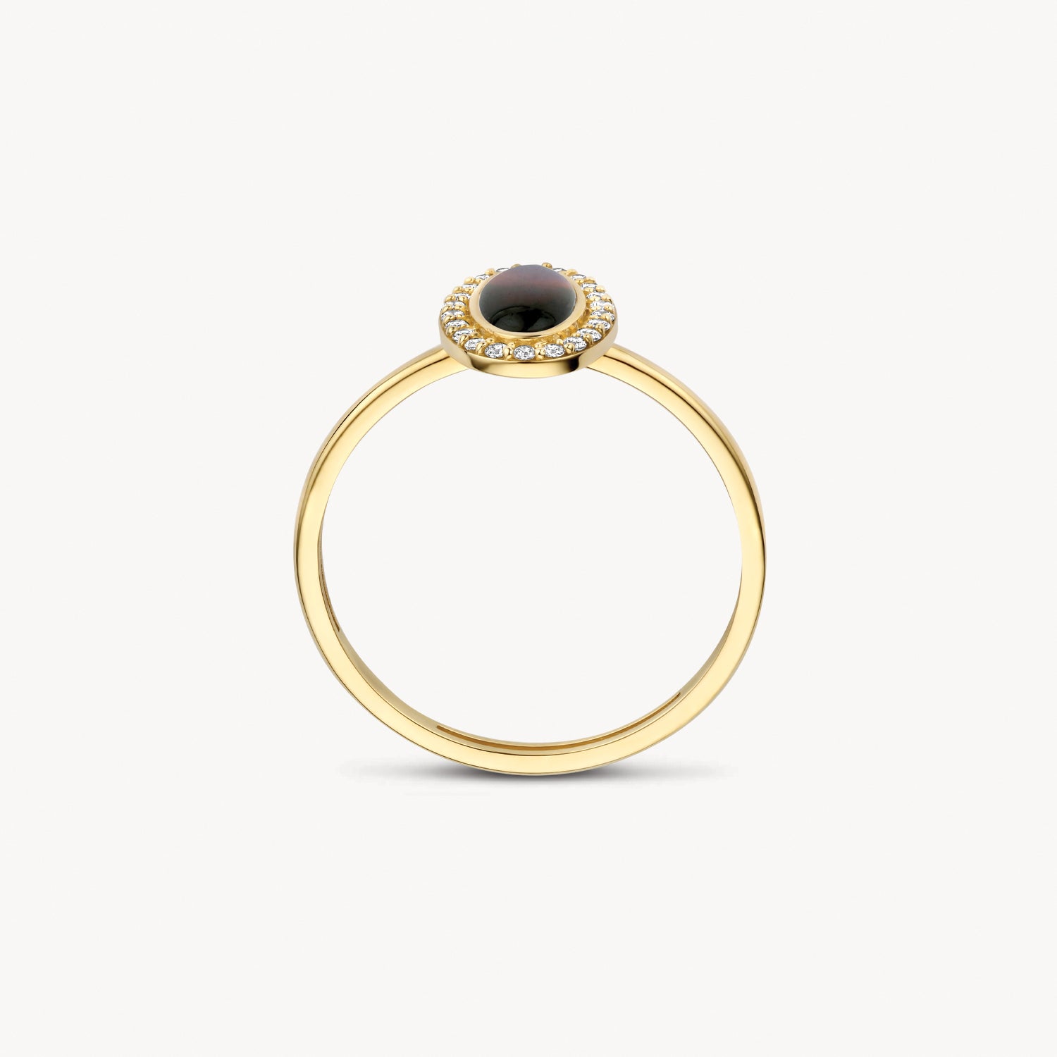 Ring 1279YBQ - 14k Gold with Black Pearl and Zirconia