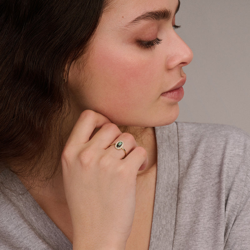 Ring 1279YBQ - 14k Gold with Black Pearl and Zirconia