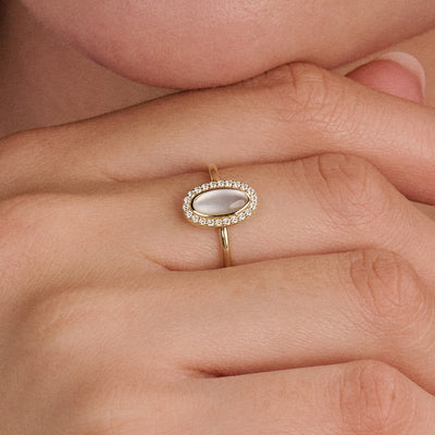 Bague 1279YMQ - Or 14k avec Nacre et Zircone