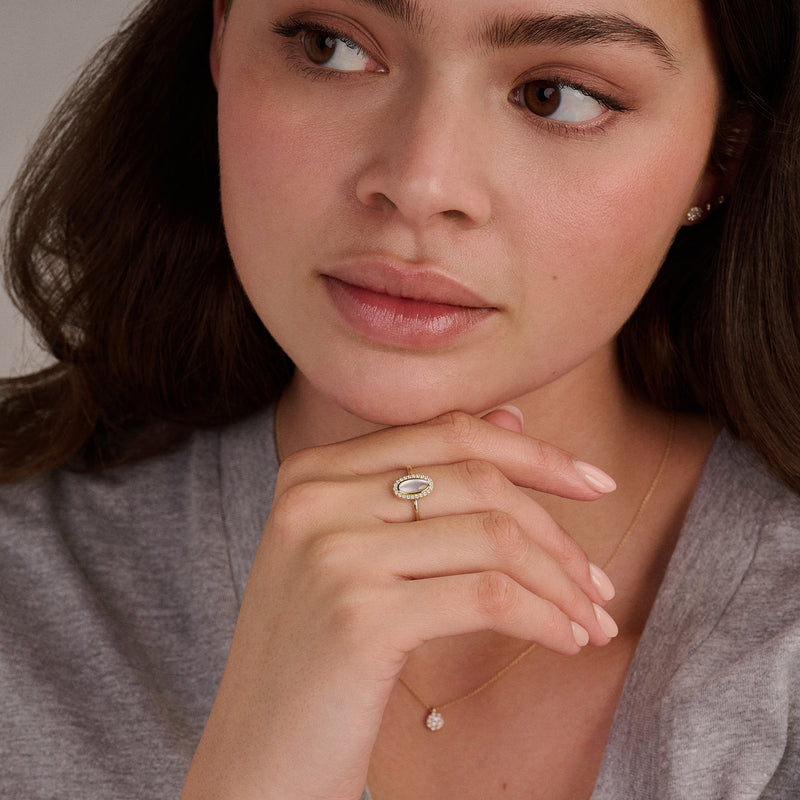 Ring 1279YMQ - 14k Gold with Mother of Pearl and Zirconia