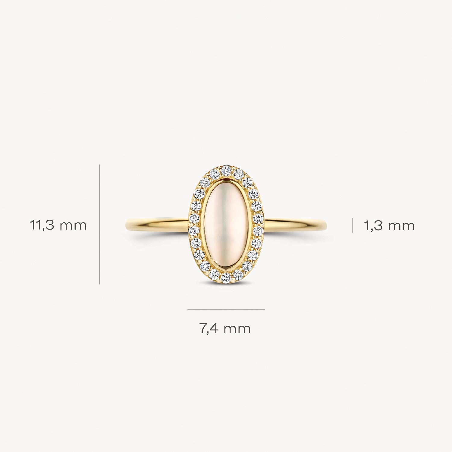 Ring 1279YMQ - 14k Gold with Mother of Pearl and Zirconia