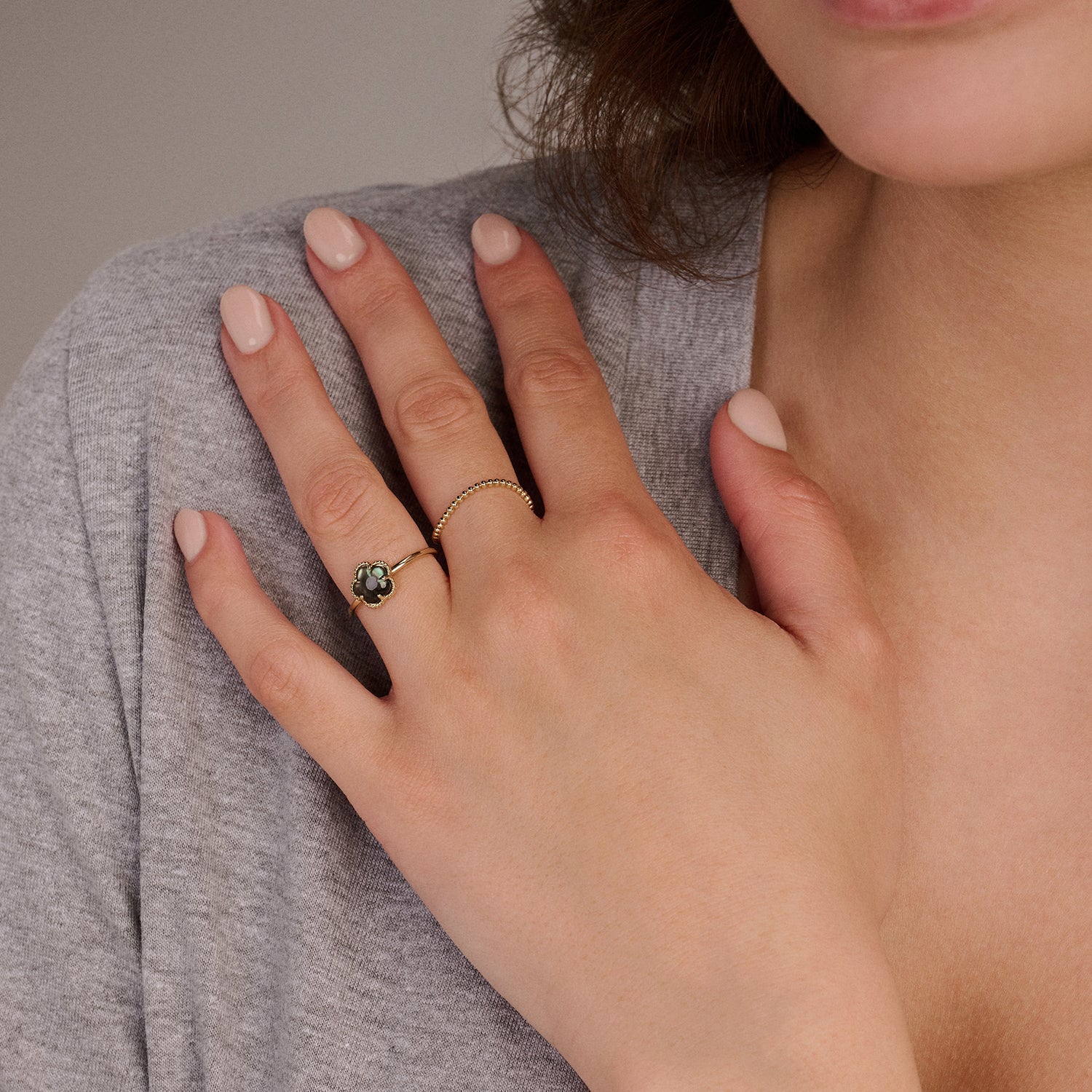 Ring 1280YBQ - 14k Gold with Black Pearl
