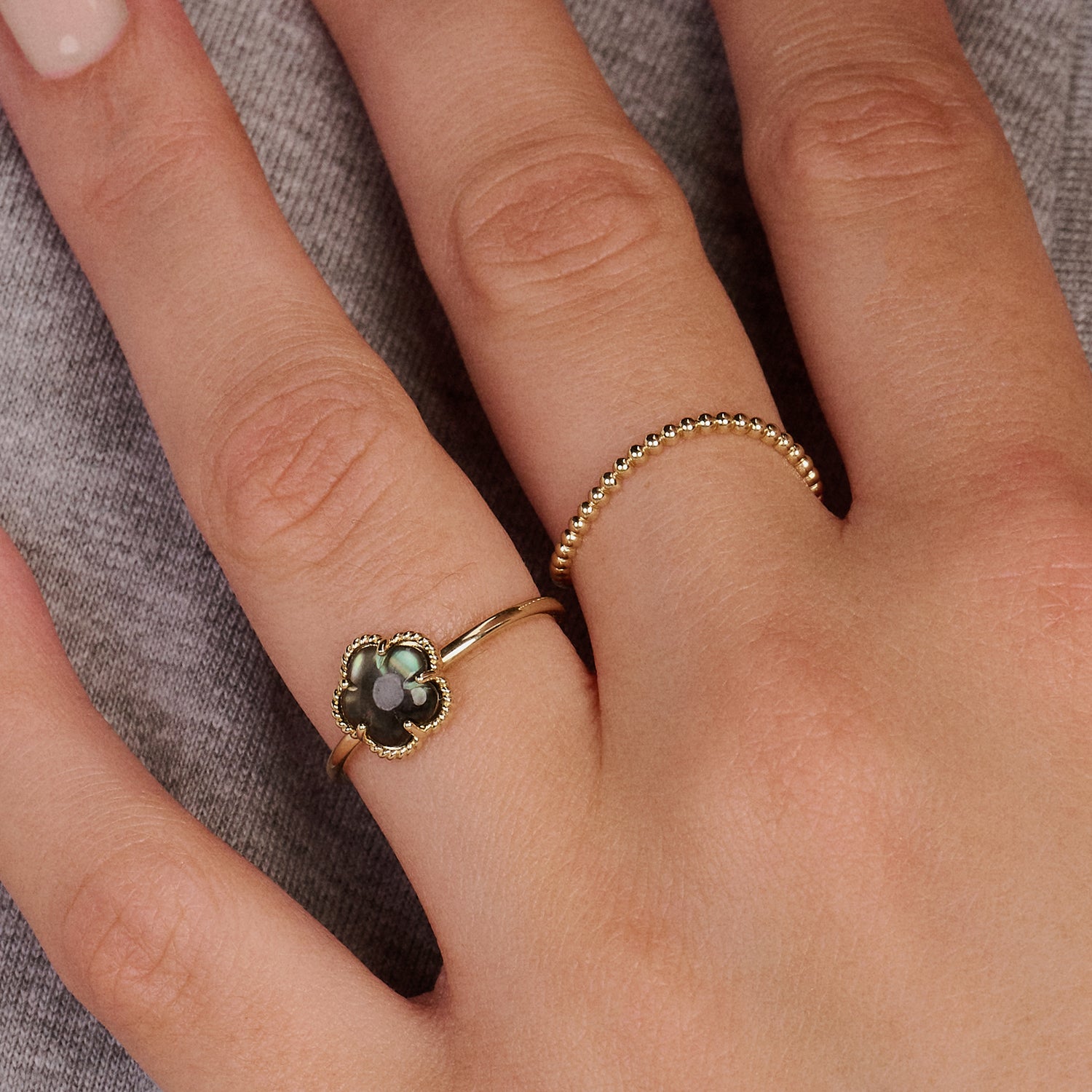 Ring 1280YBQ - 14k Goud met Zwarte parelmoer