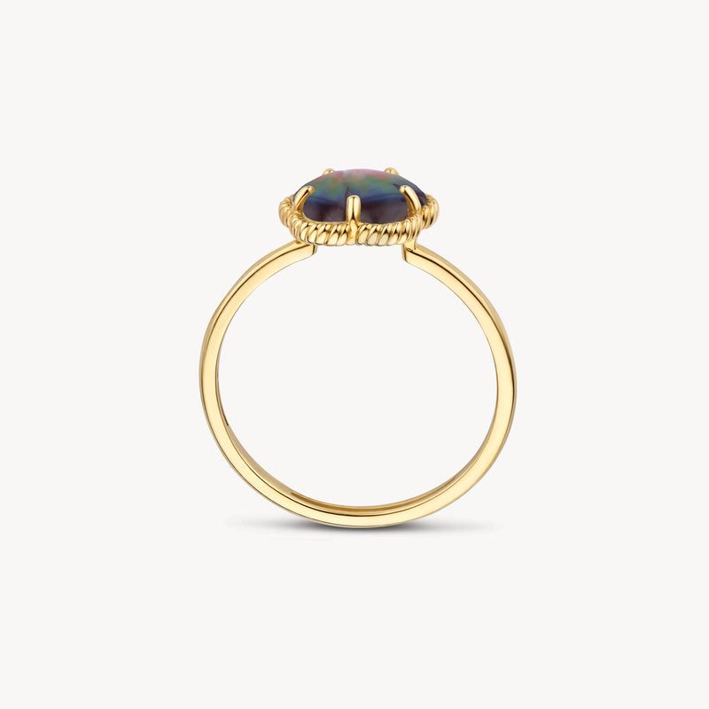 Ring 1281YBQ - 14k Gold with Black Pearl
