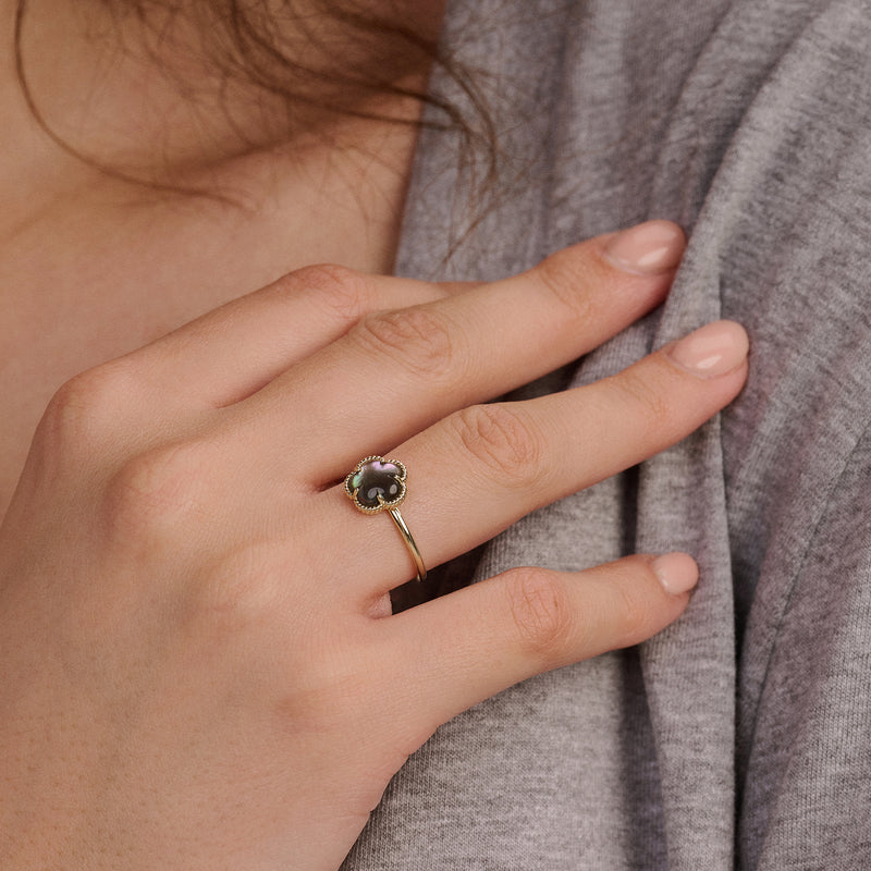 Ring 1281YBQ - 14k Gold with Black Pearl