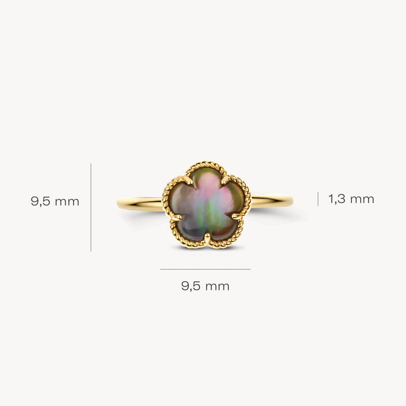 Ring 1281YBQ - 14k Gold with Black Pearl