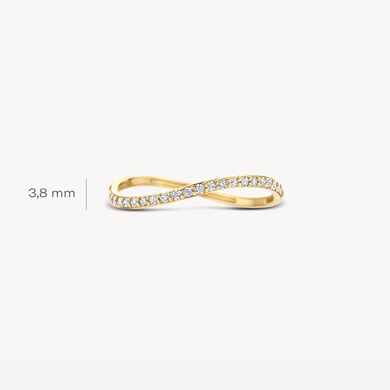 Zircone Bague, or jaune 14 carats, largeur du bracelet : 1,3 mm.