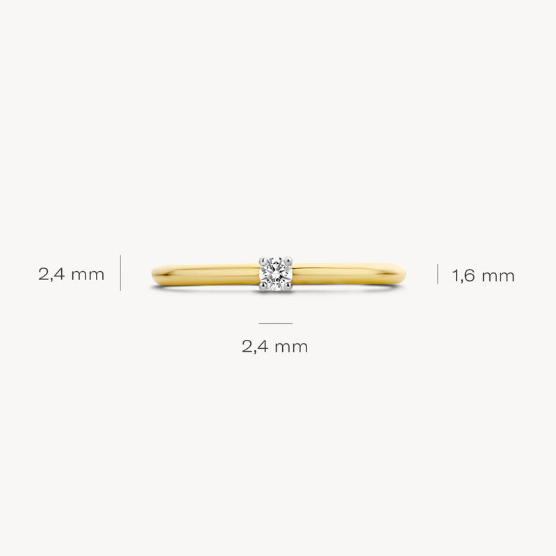 Ring 1601BDI - 14k Geel en Wit Goud met Diamant