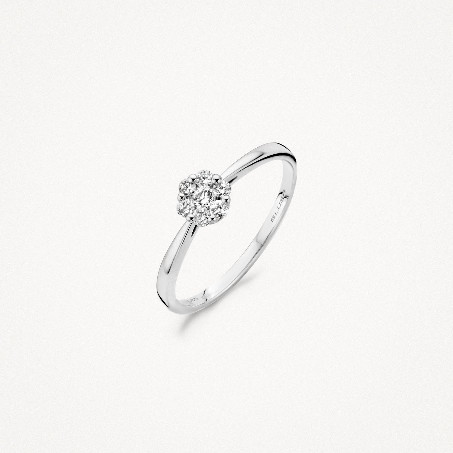 Diamanten Ring 0,2ct met illusiezetting in 14k wit goud