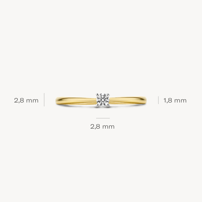 Ring 1622BDI - 14k Geel en Wit Goud met Diamant