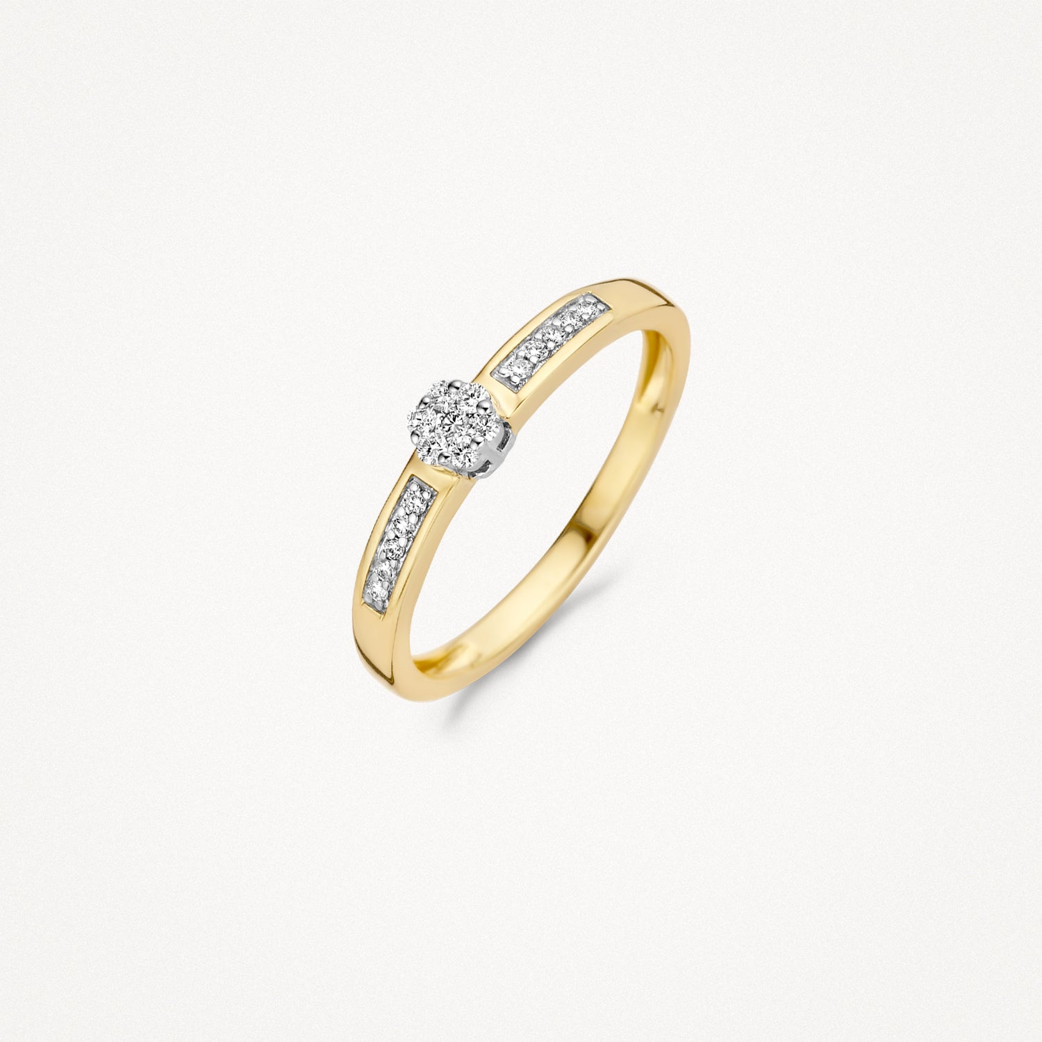 Diamanten Ring ⌀3.8 mm in rail -en illusiezetting 14k Bicolor goud