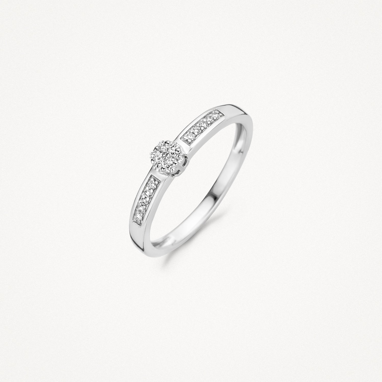 Diamanten Ring ⌀3.8 mm in rail -en illusiezetting 14k Wit goud