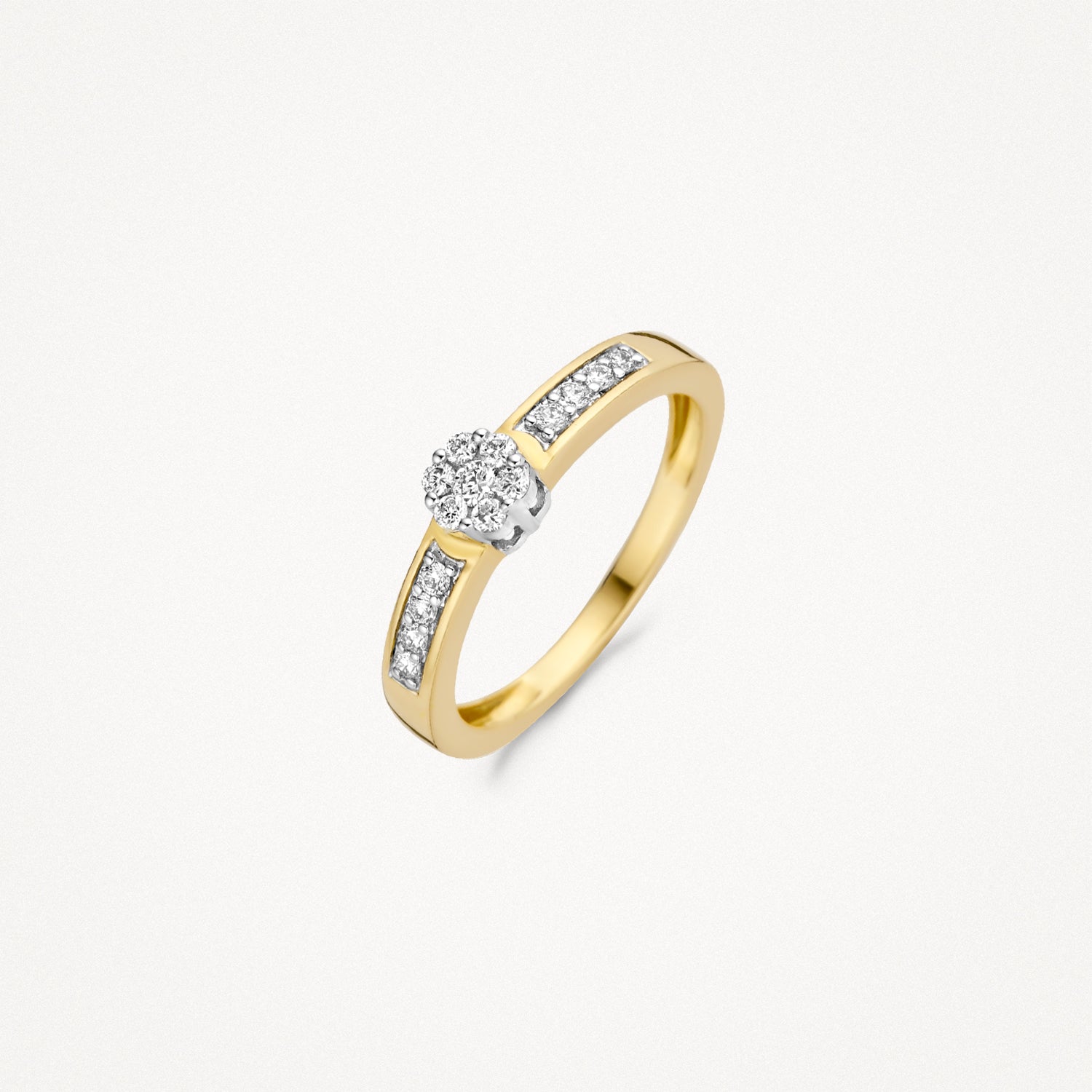 Diamanten Ring ⌀4.9 mm in rail -en illusiezetting 14k Bicolor goud