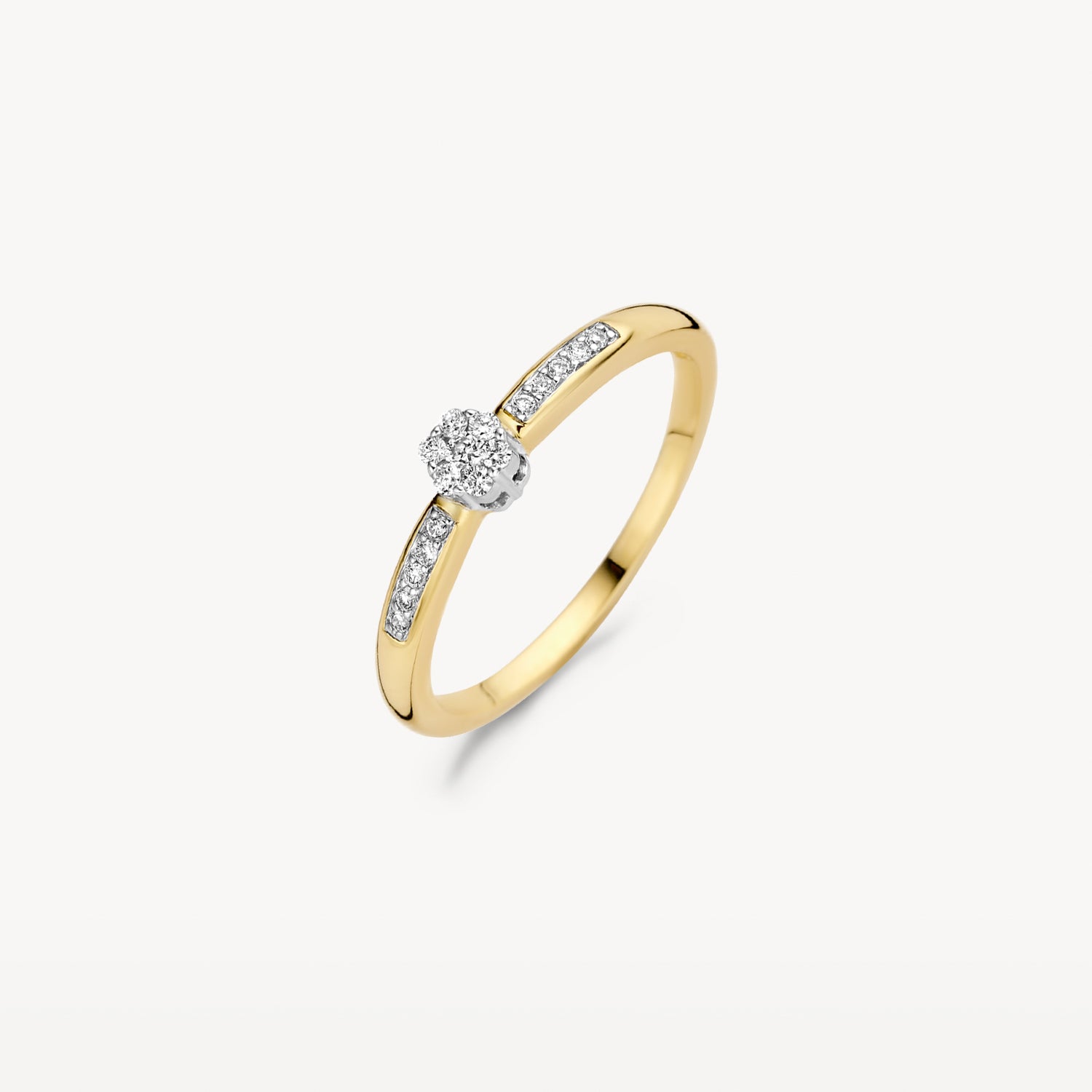 Diamanten Ring ⌀3.6 mm in rail -en illusiezetting 14k Bicolor goud