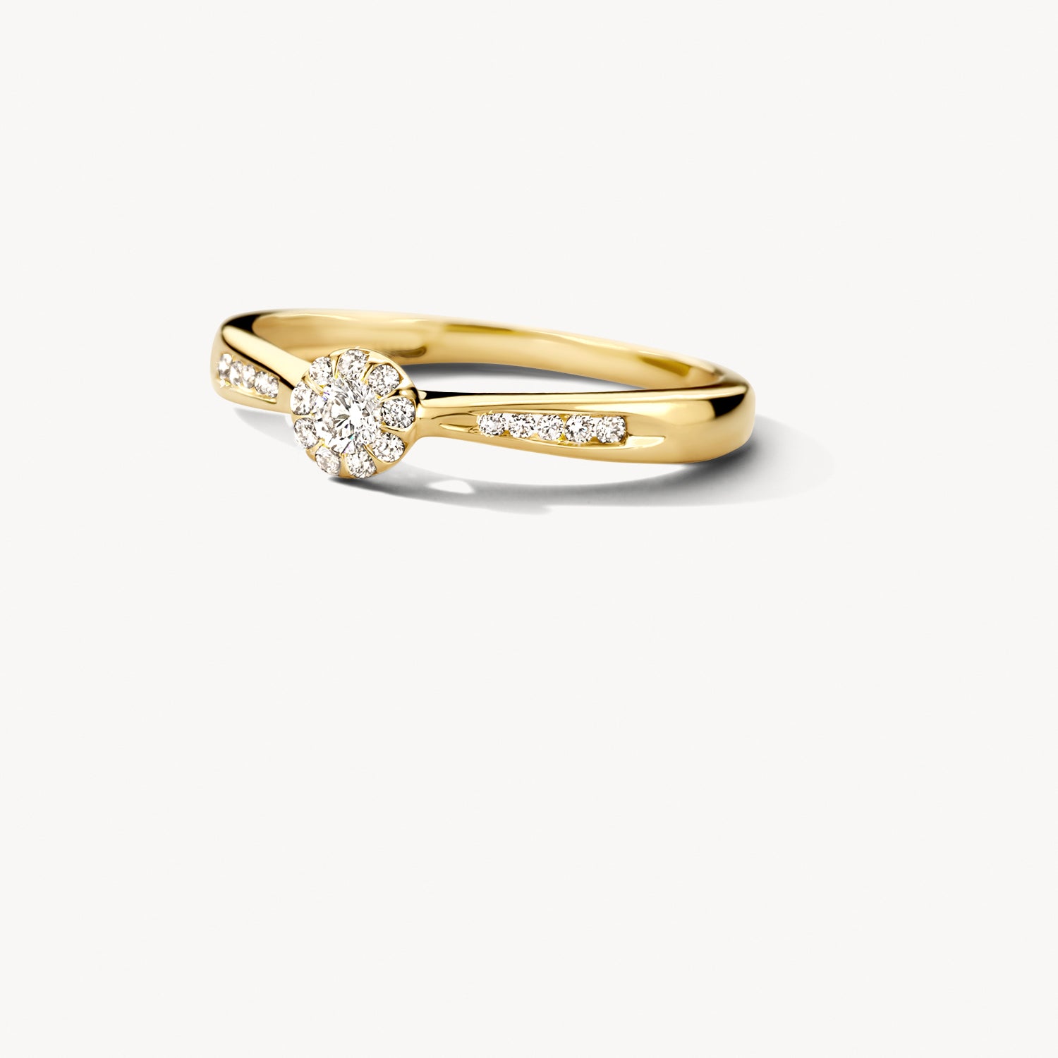 Ring met meerdere briljant geslepen diamantjes 0.19ct 14k goud