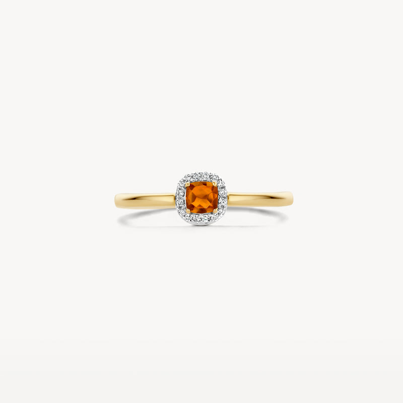 Ring 1636YDC - 14k Yellow and white gold with diamond and citrine
