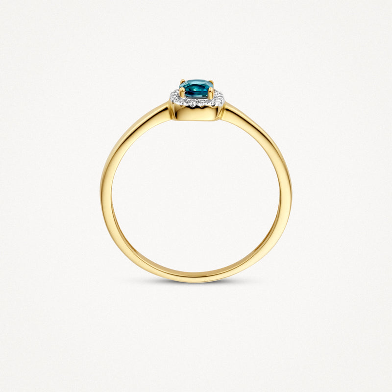 Ring 1636YDL - 14k Geel en Wit Goud met diamant & london blue topaz